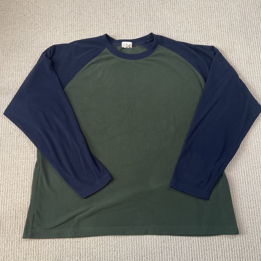Vintage J.Crew Men's XL Fleece Long Sleeve Pullover Shirt Green Blue Oarsman Tag